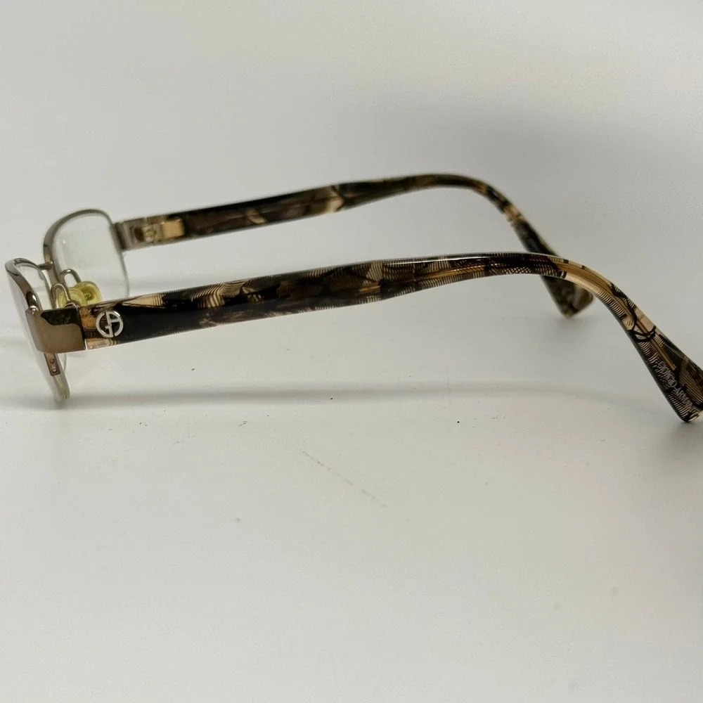 Giorgio Armani GA 649 NPJ Bronze Semi Rimless Rectangular Eyeglass Frames Italy